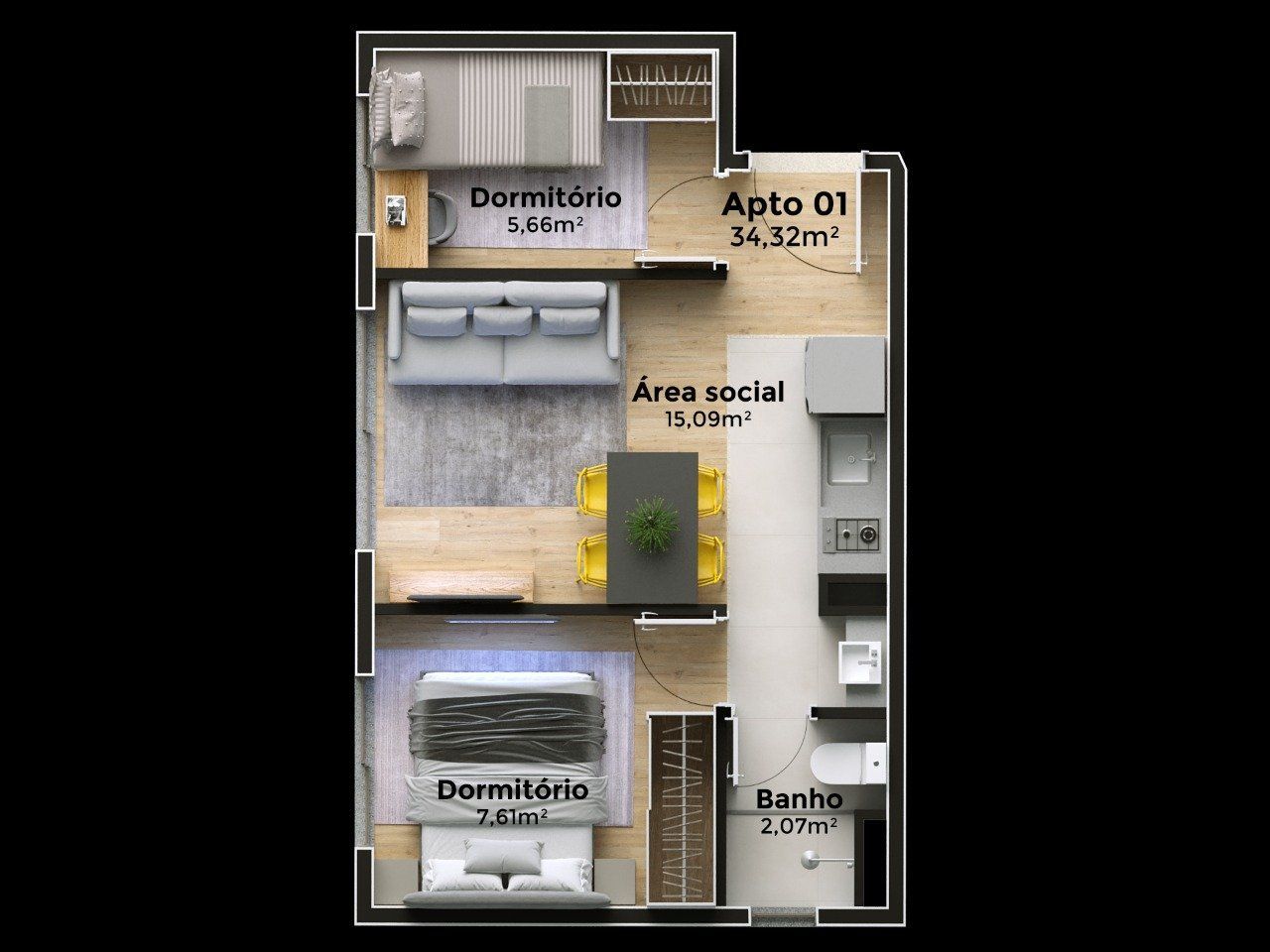 Apartamento, 2 quartos, 34 m² - Foto 15