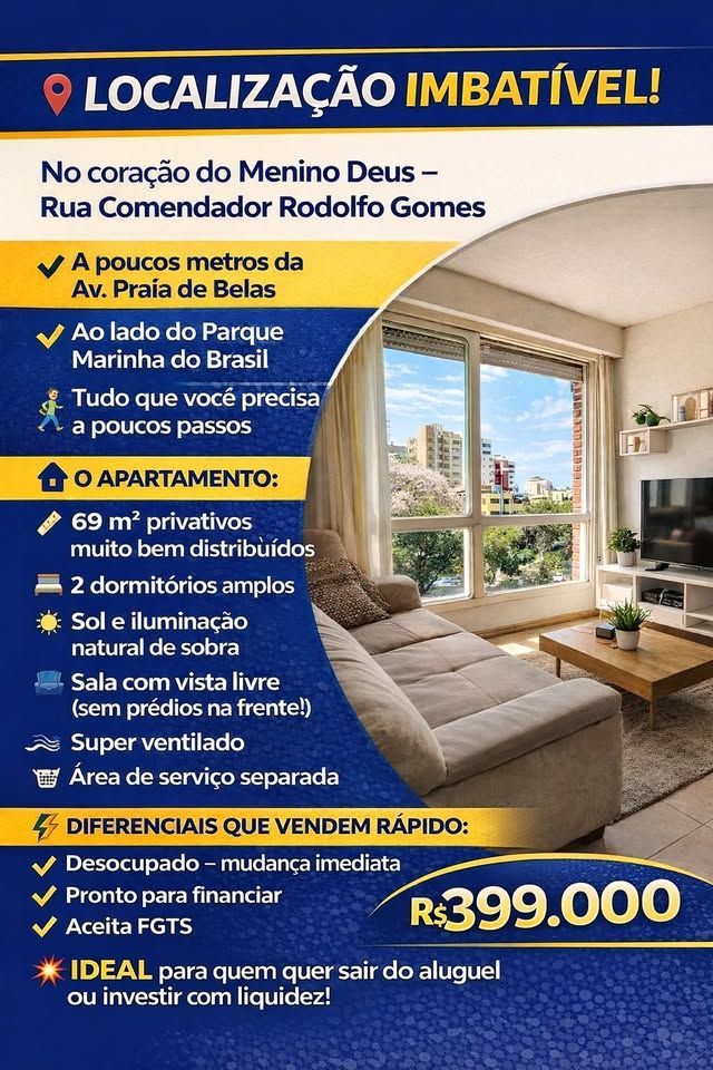 Venha Morar no Coração do Bairro Menino Deus.