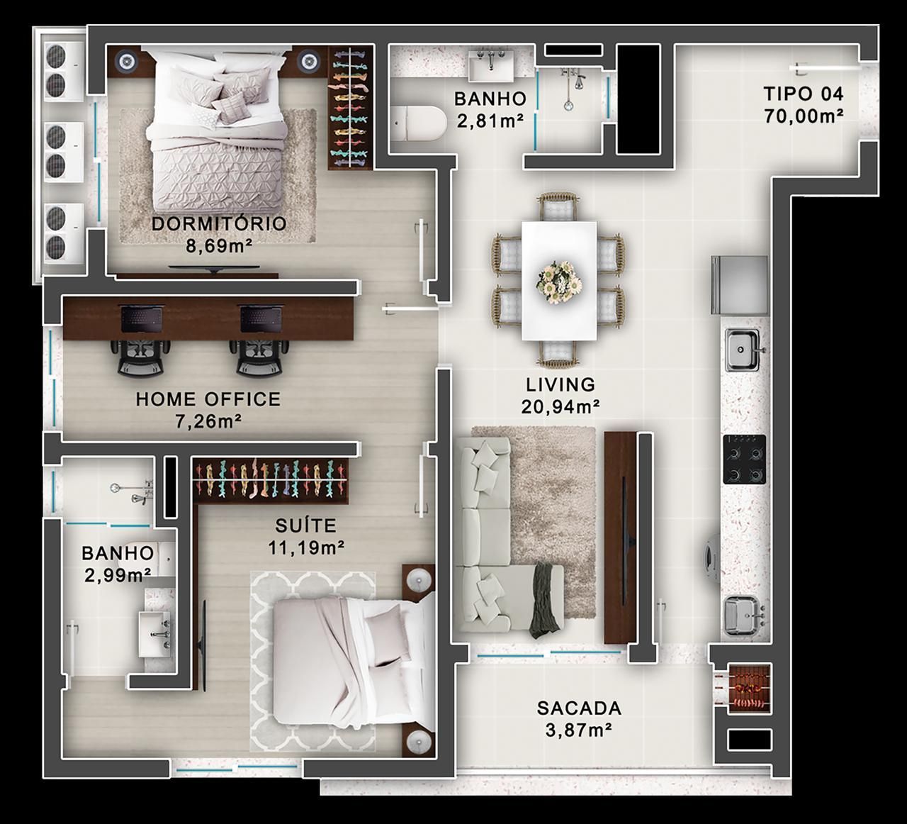 Apartamento, 2 quartos, 69 m² - Foto 6
