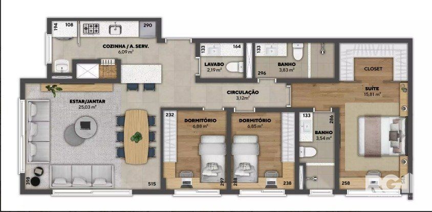 Apartamento à venda com 3 quartos, 88m² - Foto 2