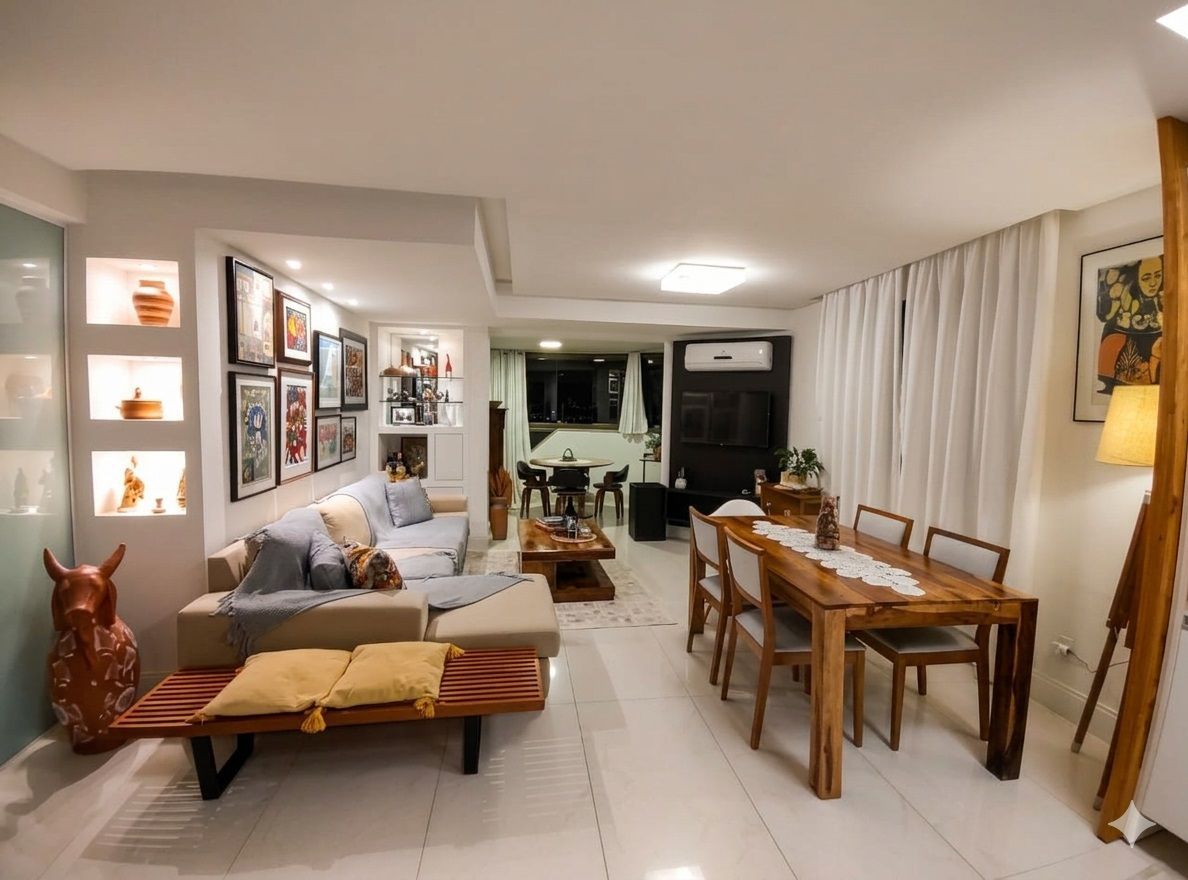 Apartamento Jurerê com suíte, vaga a 650 metros da praia