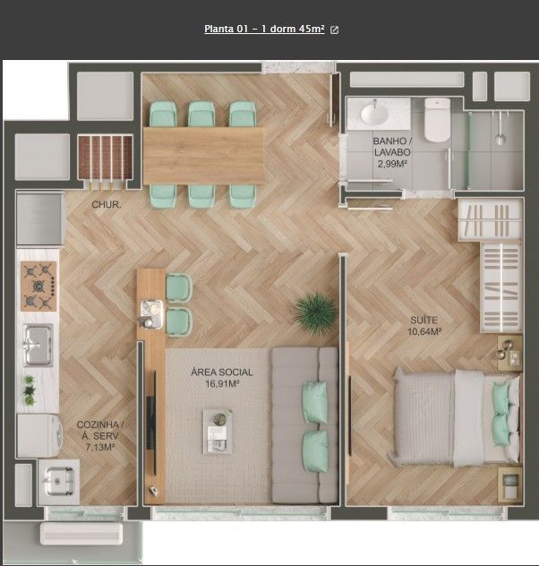 Apartamento, 1 quarto, 45 m² - Foto 34