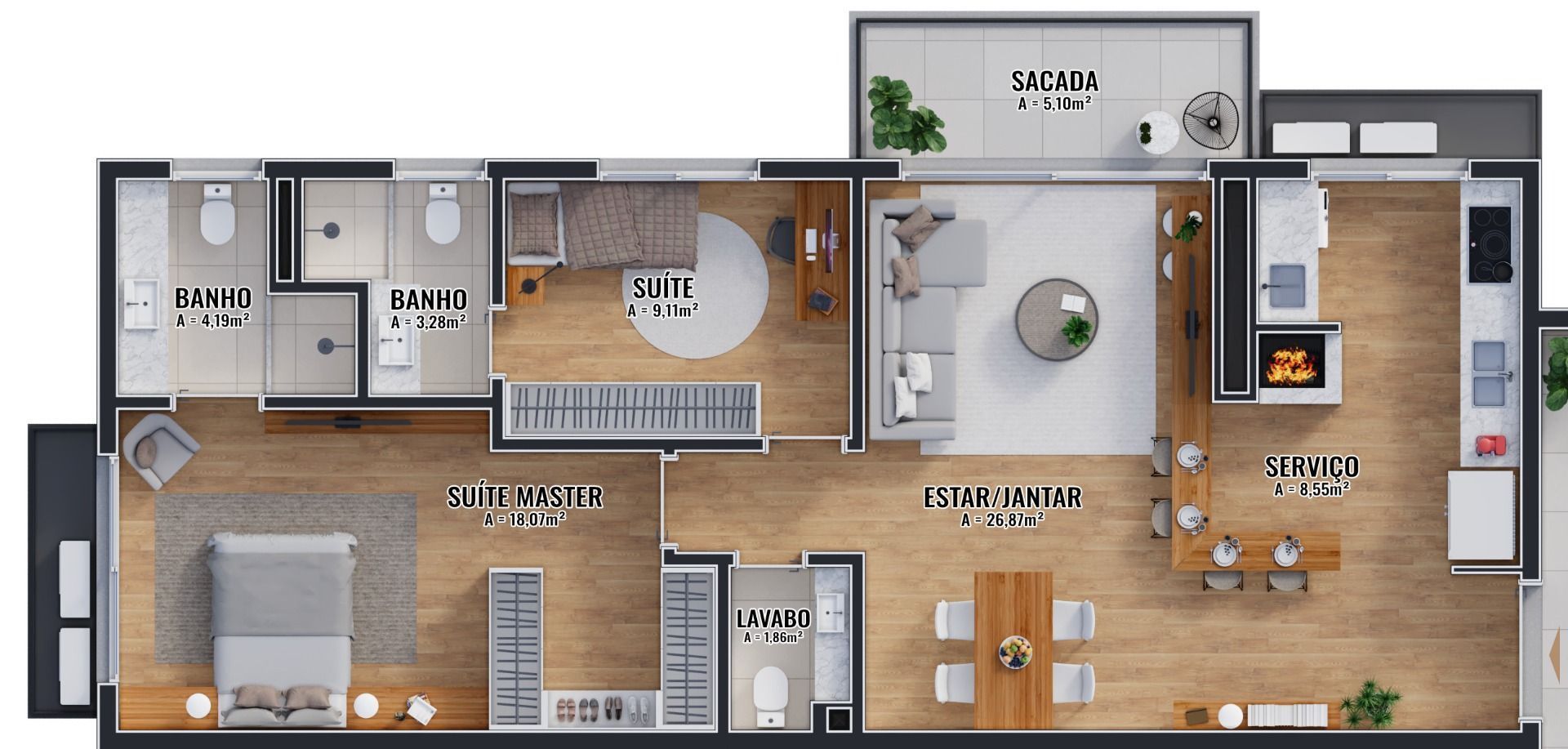 Apartamento à venda com 2 quartos, 96m² - Foto 4
