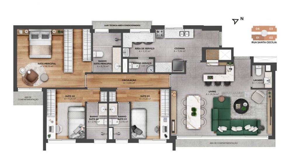 Apartamento 3 quartos à venda, 116m², Santa Cecília - Porto Alegre — foto 2