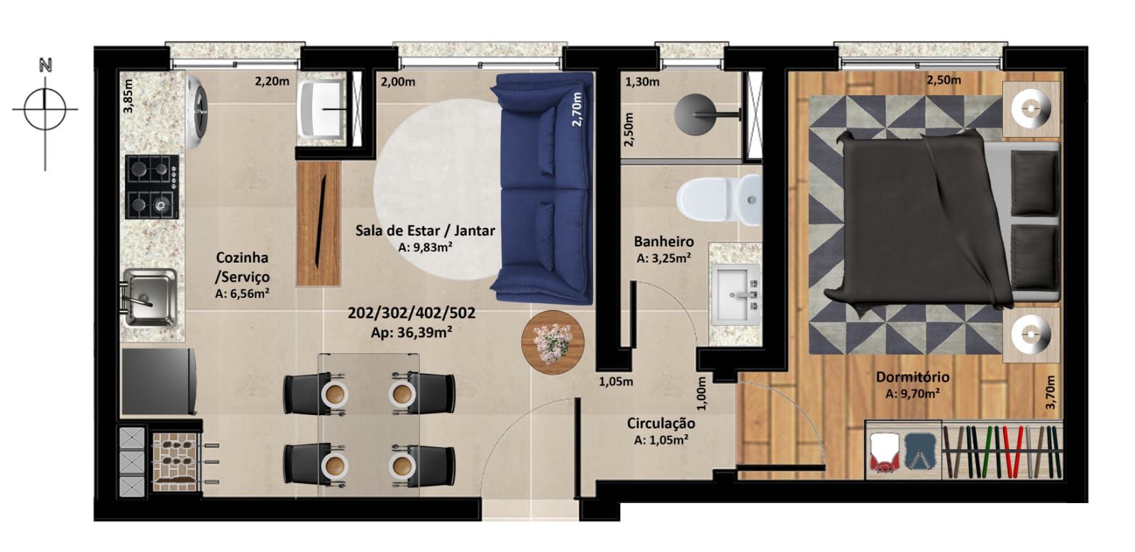 Apartamento, 1 quarto, 36 m² - Foto 9