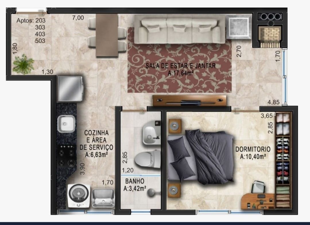 Apartamento, 1 quarto, 44 m² - Foto 9