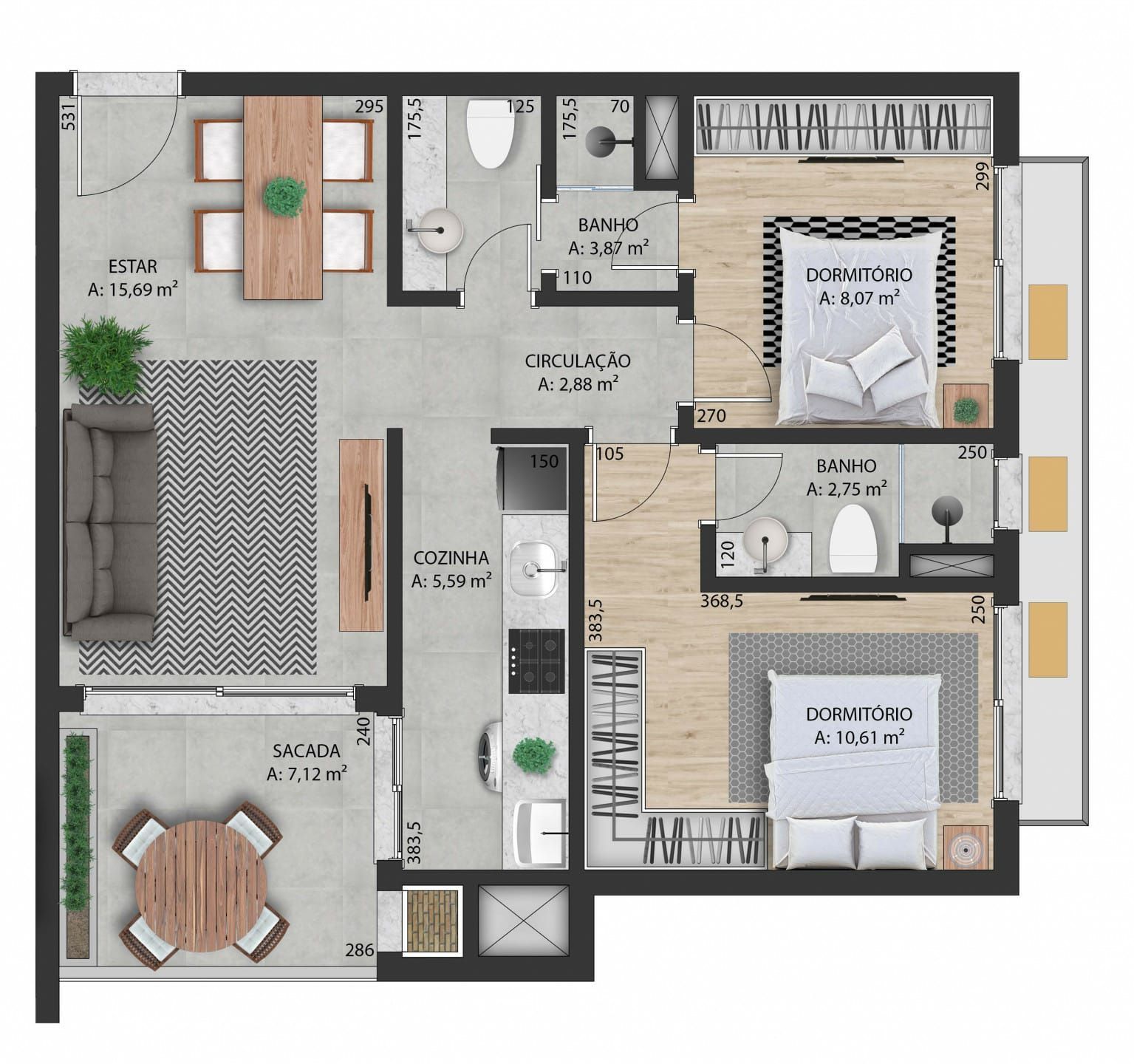 Apartamento, 2 quartos, 66 m² - Foto 2