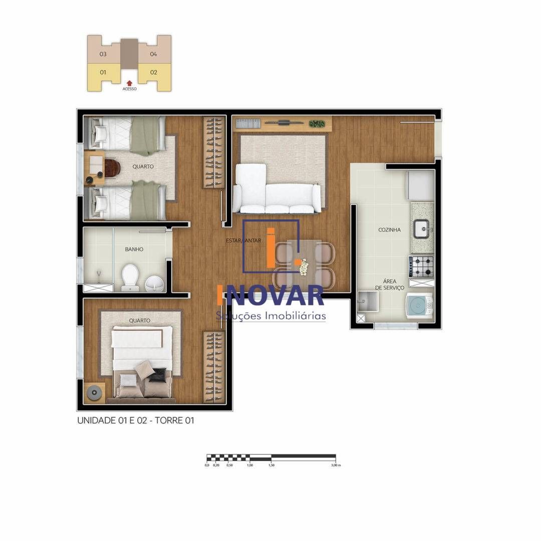 Apartamento à venda com 2 quartos, 42m² - Foto 2