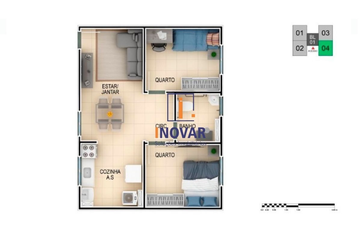 Apartamento à venda com 2 quartos, 42m² - Foto 2