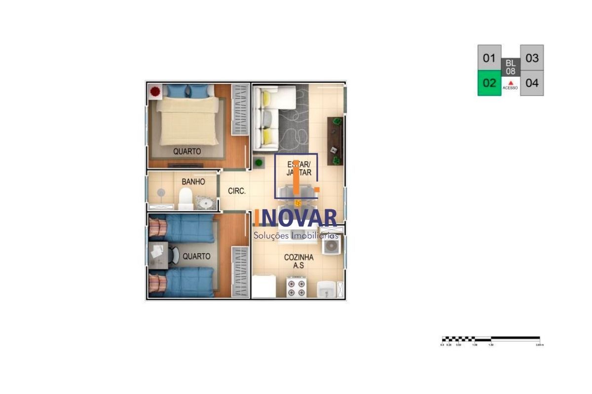 Apartamento à venda com 2 quartos, 42m² - Foto 2