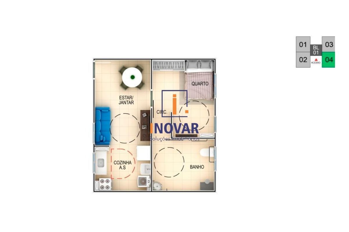 Apartamento à venda com 2 quartos, 42m² - Foto 3