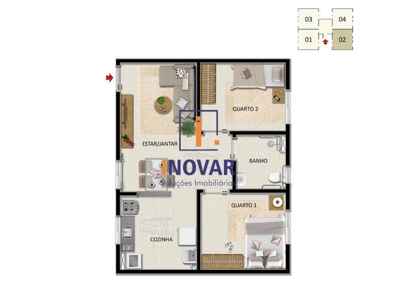 Apartamento à venda com 2 quartos, 41m² - Foto 2