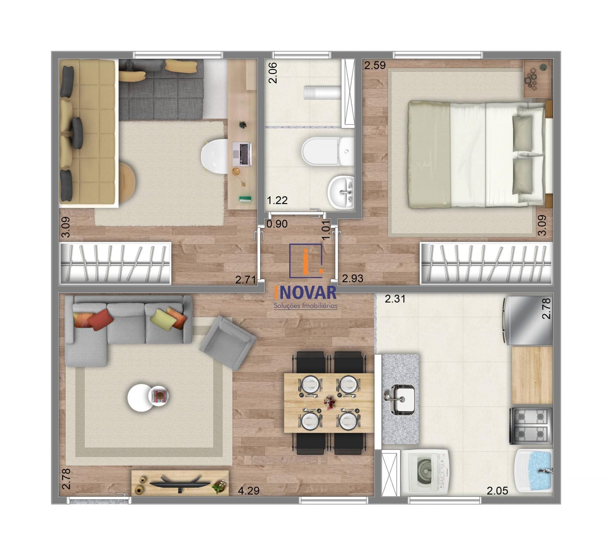 Apartamento à venda com 2 quartos, 42m² - Foto 2