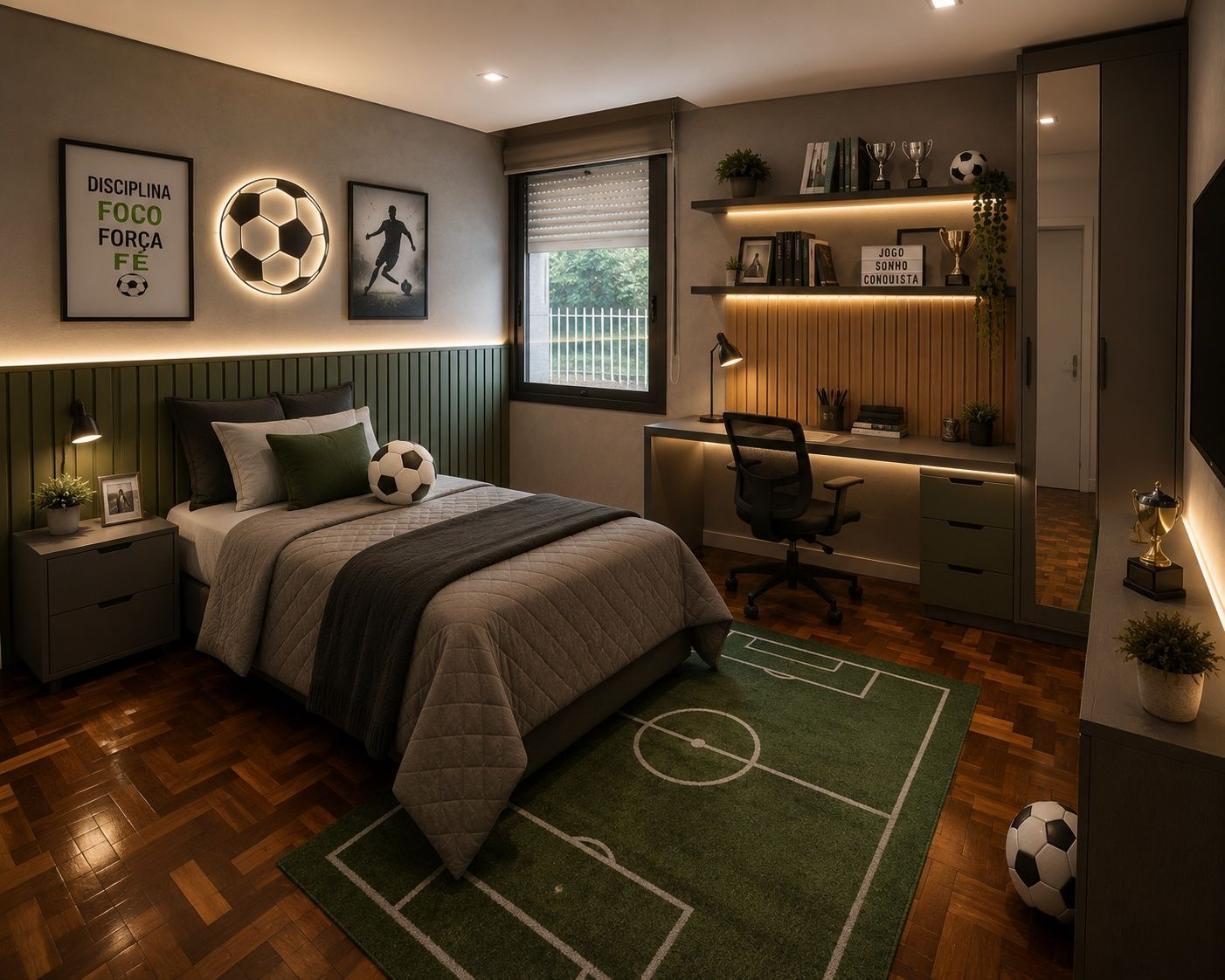 Sugestão de decoração por IA. Mobílias e projeto não inclusos.