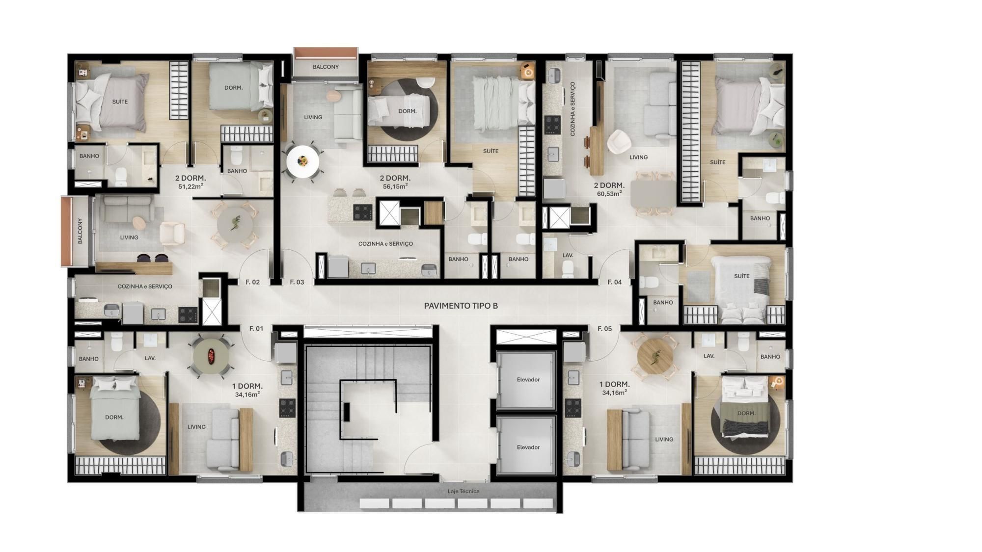 Apartamento, 2 quartos, 56 m² - Foto 10