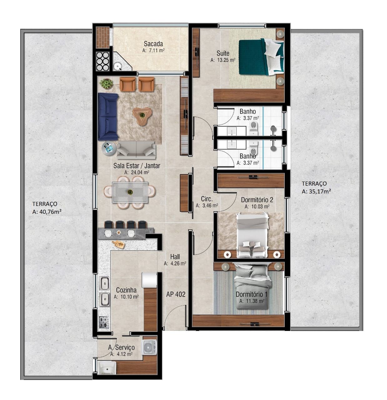 Apartamento, 3 quartos, 110 m² - Foto 2