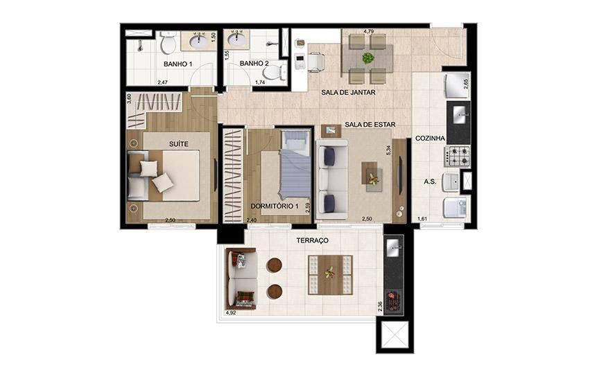 Apartamento à venda com 2 quartos, 68m² - Foto 5