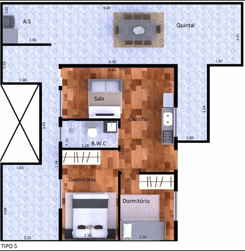 Apartamento à venda com 2 quartos, 37m² - Foto 5