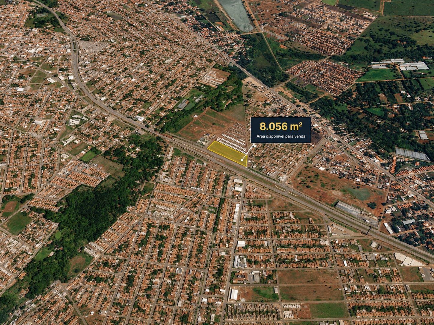 Área comercial de 8.056 m² na GO-070, em Goianira, com frente ampla e alto poten