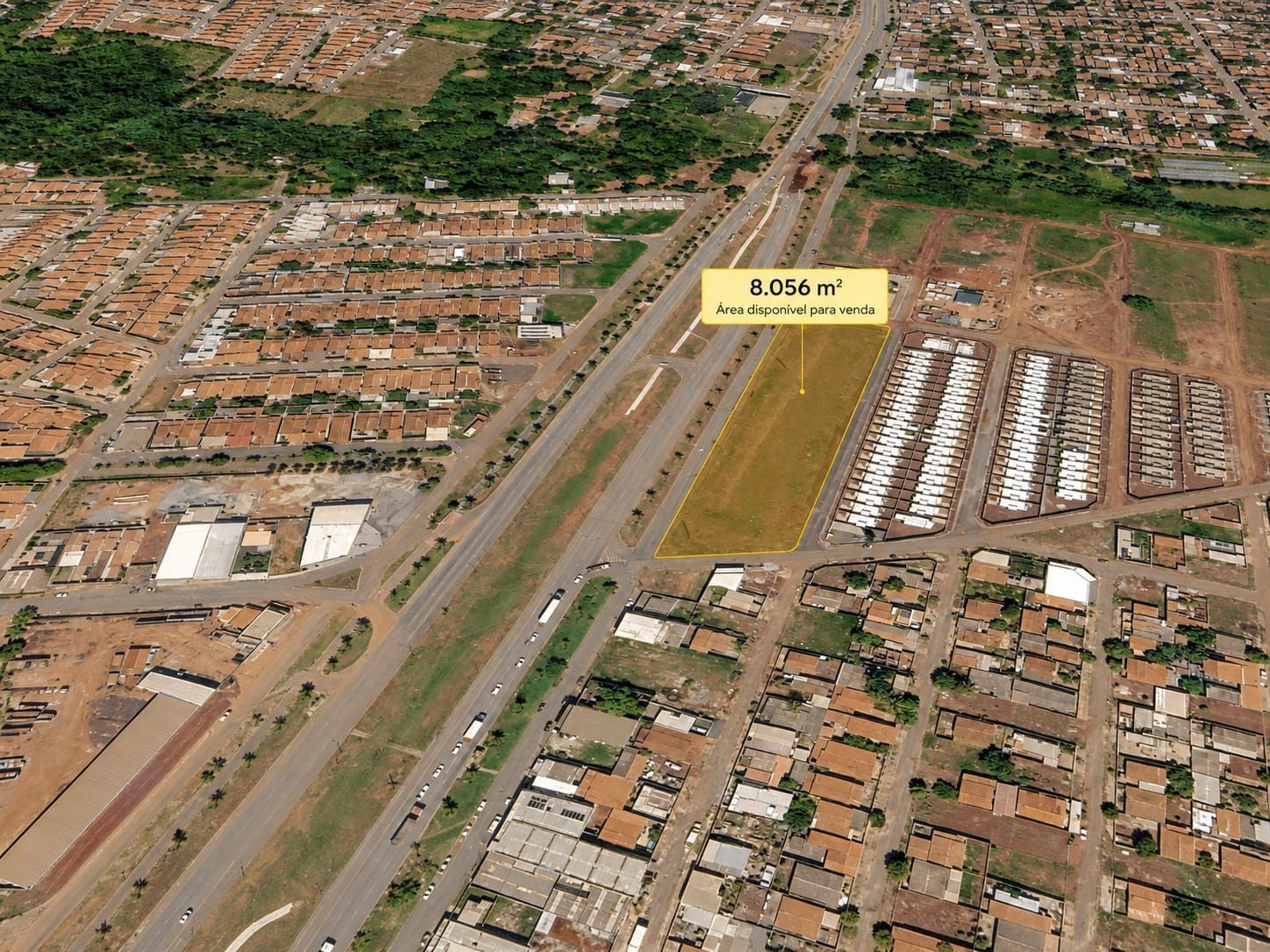 Área comercial de 8.056 m² na GO-070, em Goianira, com frente ampla e alto poten