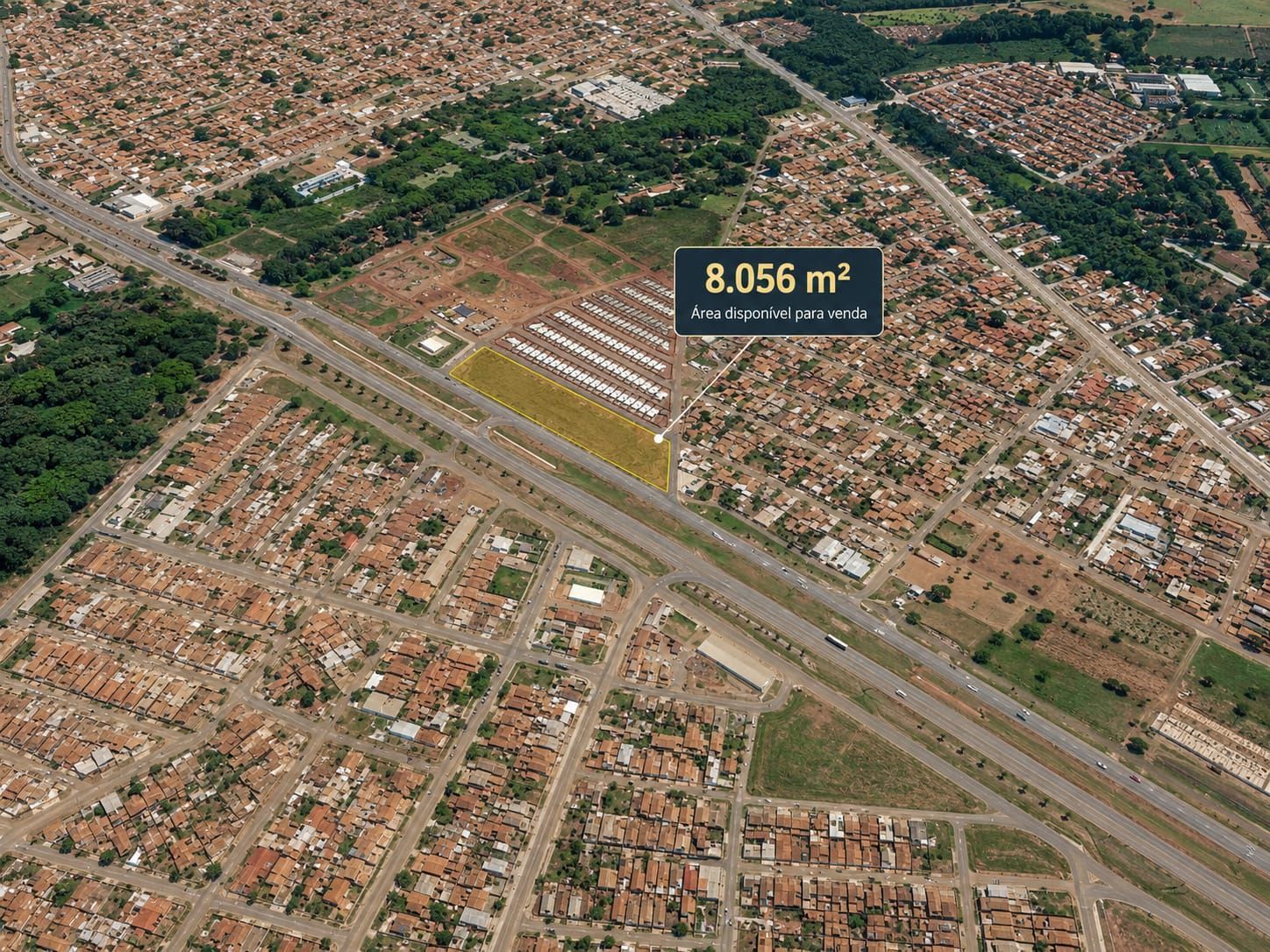 Área comercial de 8.056 m² na GO-070, em Goianira, com frente ampla e alto poten