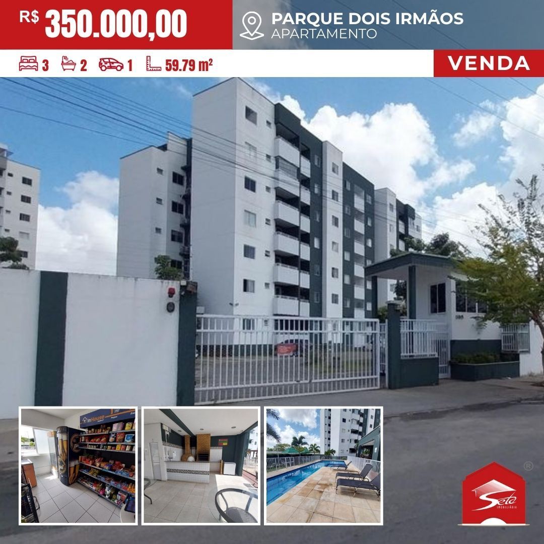 (AP8212) Excelente apartamento localizado no Parque Dois Irmão com 59,79m²