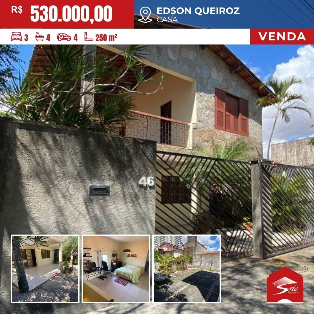 CA8132 casa duplex de250m² no bairro Edson Queiroz