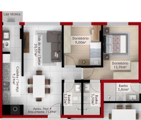 Apartamento à venda com 2 quartos, 71m² - Foto 2