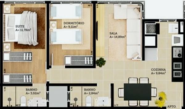 Apartamento à venda com 2 quartos, 61m² - Foto 4