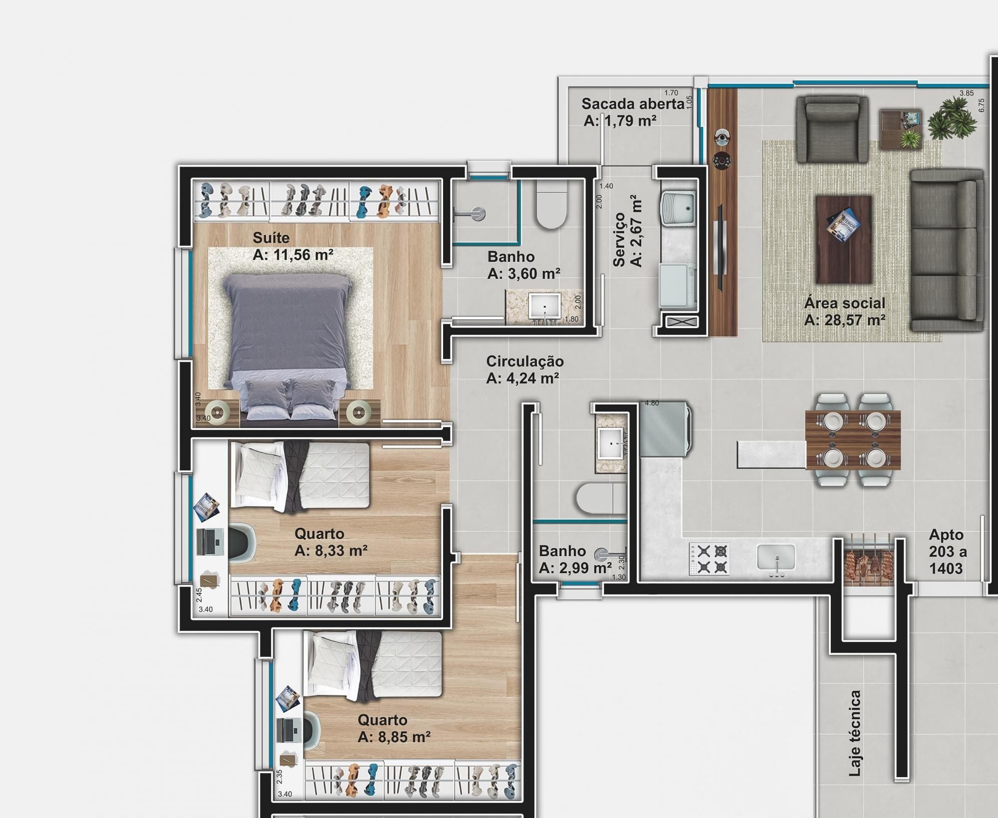 Apartamento à venda com 3 quartos, 84m² - Foto 2