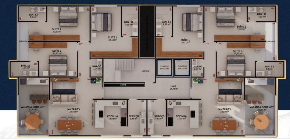 Apartamento à venda com 3 quartos, 167m² - Foto 2